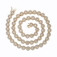 Joyería de Hip Hop Ice Out 5A Zircon Diamond Chapado en oro 925 Collar de cadena de tenis de plata esterlina para unisex