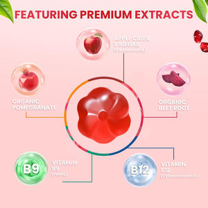 Gomitas de Vinagre de Sidra de Manzana para Adultos OEM, KETO ACV para la Digestión y Desintoxicación, Vegano, Vitamina B12 con Remolacha y Granada - Product Image 4