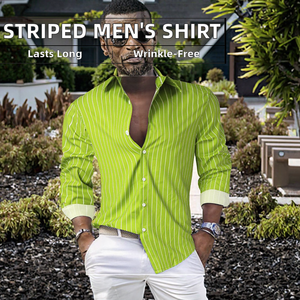 Chemise décontractée pour homme à manches longues, col rabattu, anti-boulochage, en polyester, taille européenne pour adulte - Product Image 3