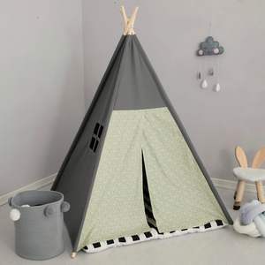 Tienda de Campaña de Lona de Algodón Gris Personalizada, Casa de Juegos para Niños <span class=keywords><strong>Pequeños</strong></span>, Tipi para Decoración de Habitación Infantil - Product Image 2