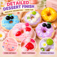 Jouet Squishy Donut Mignon en Gros, Jouet Sensoriel Anti-Stress en Silicone Souple à Presser, Motifs Assortis de Desserts en Forme d'Anneaux pour Cadeaux
