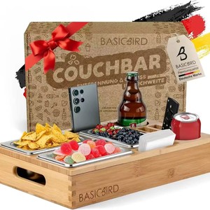 Basicbird Couchbar Wooden <b>Snack</b> <b>Tray</b> With Compartments For Beer Remote And <b>Snacks</b> Multifunctional Serving <b>Trays</b> - Product Image 1