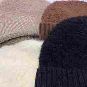 Chapeau en laine pure tricoté, style coréen, automne-hiver, 100% laine, bonnet pour homme et femme - Product Image 5