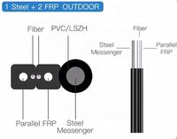 Kabel FTTH luar ruangan 1 inti GJYXCH/GJYFXCH, kabel Fiber optik Jatuh 1 inti Ftth