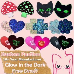 Pezoneras Adhesivas con Estampado Lindo que Brillan en la Oscuridad para Mujer, Cubrepezones Desechables Sexys, con Logotipo/Talla Personalizada, Pezoneras de Moda - Product Image 2