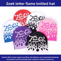 Bonnet en tricot jacquard 100 % acrylique style urbain hip-hop audacieux, chaud et résistant au froid, couvrant les oreilles, Y2K original