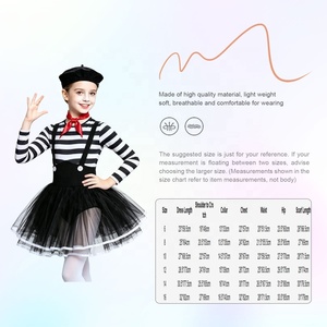 Robe tutu de ballet rayée pour filles, tenue de danse lyrique pour enfants débutants, costume de mime à manches longues pour tout-petits, personnalisable - Product Image 6