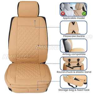 Housses de siège de voiture universelles en cuir PU, protection de coussin avant, tapis de protection de dossier pour l'intérieur des voitures, camions, SUV, fourgonnettes, noir - Product Image 2