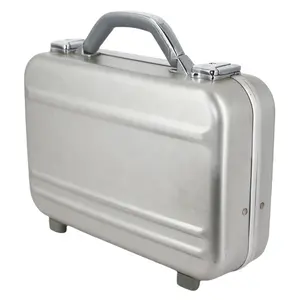 Профессиональный экструдированный жесткий чехол для переноски из алюминиевого сплава, ящик для инструментов, небольшой переносной чемодан для путешествий, серебристый