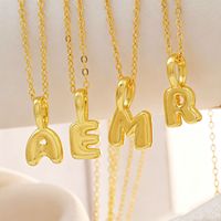 Collier avec pendentif lettre initiale en cuivre plaqué or 18 carats Jeutelis, alphabet A-Z 26 lettres, chaîne unie brillante style hip-hop pour hommes et femmes