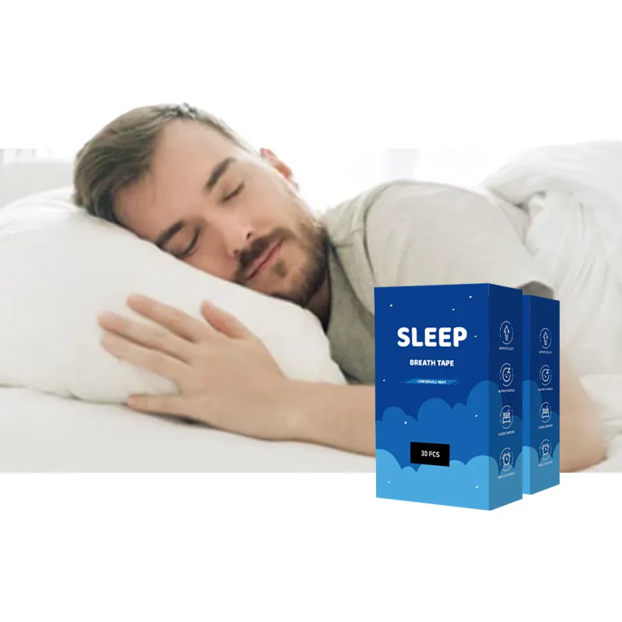 2024 baru pengiriman cepat kualitas terbaik elastis bernapas kain hitam Oval kotak mulut pita untuk tidur berhenti mendengkur