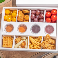 Boîte de traiteur en carton kraft brun avec couvercle à compartiments pour pique-nique et camping, finition brillante/matte, gaufrage, épaisseur 1 mm, emballage pour tacos