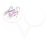 Support de présentation en acrylique transparent imprimé en couleur pour chiffres de gâteau d'anniversaire et mots anglais – Joyeux Anniversaire – Montage facile