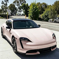Film adhésif vinyle super mat rose baie effet litchi, imperméable, pour tuning automobile et moto