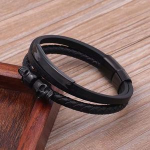 Punk Style Unisex Skull Multi-Layer Braided <b>Bracelet</b> Stainless Steel Magnetic Clasp Vintage Fashion Jewelry Charm Bangles Gift - Product Image 6