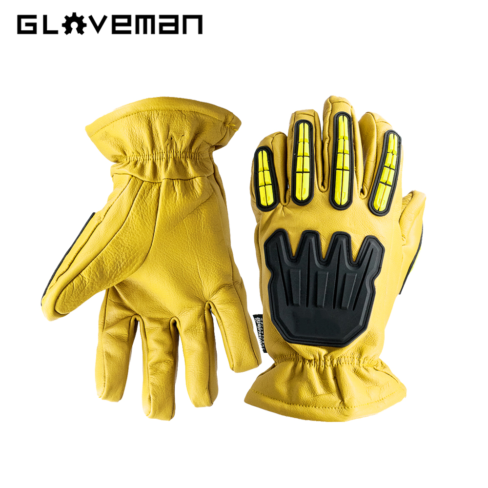 GLOVEMAN TPR ударопрочная козья кожа Водонепроницаемая устойчивая к порезам строгающая Мужская промышленная безопасность рабочие водительские кожаные перчатки