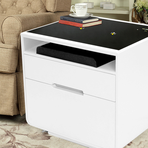 <span class=keywords><strong>Comodino</strong></span> Multifunzione con Ricarica Wireless, Altoparlante BT, Cassetto e Frigorifero Integrato per Camera da Letto Moderna - Product Image 1