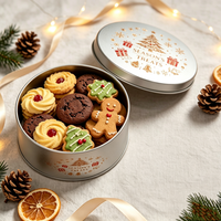 Boîte à biscuits de Noël ronde écologique et recyclable, petit MOQ, logo personnalisable, étui festif pour biscuits au gingembre, pour friandises