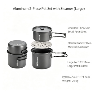 Travel Portable Outdoor Aluminum Alloy Pot Pan <b>Kettle</b> Set Non-Stick Cups Plates Cutlery Mesh Bag <b>Camping</b> Cookware Kit Folding - Product Image 5