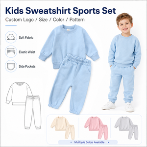 Set Sportivo Personalizzabile per Bambini: Felpa Girocollo e Pantaloni con Tasche Laterali, Vita Elastica, Completo Casual in Due Pezzi - Product Image 1