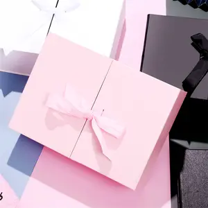Sıcak satış nokta çevirme çift kapı katlanır kutu beyaz minimalist kozmetik hediye ambalaj kutusu