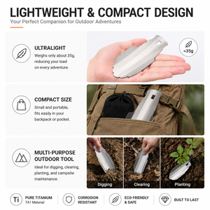 New Ultra Light Pure Titanium <b>Backpacking</b> Trowel Camping Shovel Outdoor Digging Tool for Hiking Toilet <b>Cat</b> Hole With Storage Bag - Product Image 3