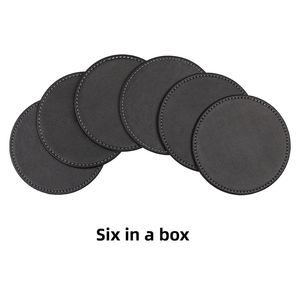 Sous-verres ronds en cuir double face minimalistes, isolants thermiques, fabriqués en Chine, lot de 6 en stock - Product Image 3