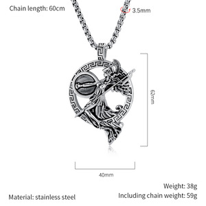 Collar Athena <span class=keywords><strong>de</strong></span> Acero Inoxidable al por Mayor, Colgante <span class=keywords><strong>de</strong></span> la Diosa Griega Guerrera, Joyería <span class=keywords><strong>de</strong></span> Mitología con Escudo y Lanza Vintage para Hombres y <span class=keywords><strong>Mujeres</strong></span> - Product Image 2