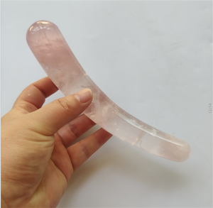 Yoni-consolador de cristal de cuarzo rosa natural curvo, masajeador de pene, placer, varita para sexo - Product Image 1
