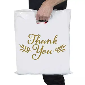 Biodegradable material custom logo printed white packing plastic bags for clothing shopping bags
