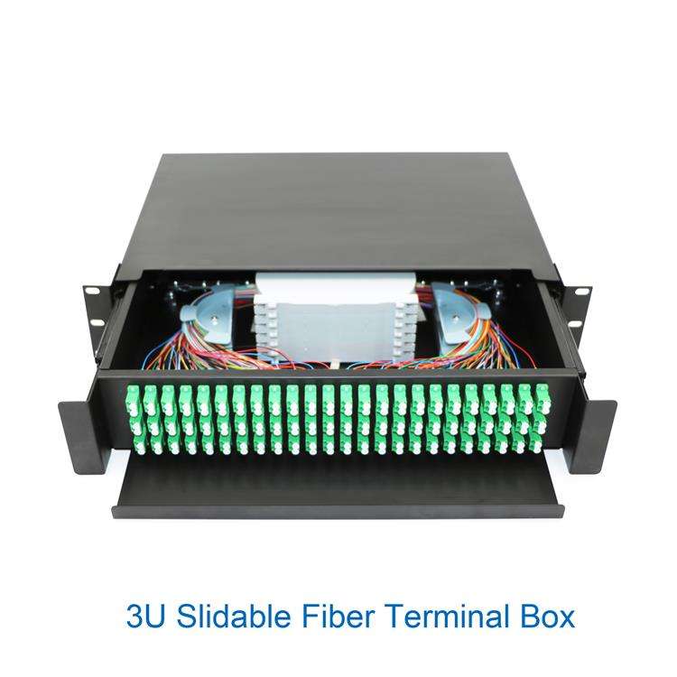 Rack-mounted 1U 19'' Fiber Patch Panel 12F 24F 48F SC LC UPC APC Pull ...