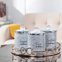Ensemble de pots en verre pour le café, le sucre et le thé, en diamant broyé, pour les grossistes