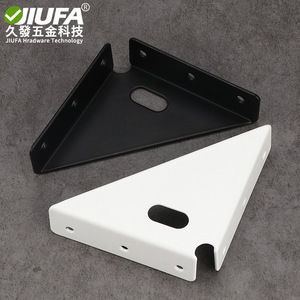 Support d'angle triangulaire Jiufa noir et blanc en acier laminé à froid, support d'angle droit à 90 degrés pour fixation d'étagères de meubles - Product Image 1
