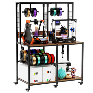 Banc de travail pour imprimante 3D industrielle avec étagère de rangement et support pour filaments, 1200x900x400mm, structure métallique - Product Image 1