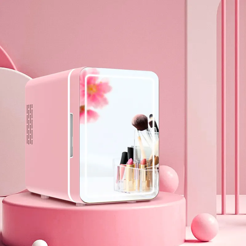 Réfrigérateur de beauté portable refroidisseur électrique et réfrigérateur plus chaud maquillage soins de la peau mini réfrigérateur avec miroir