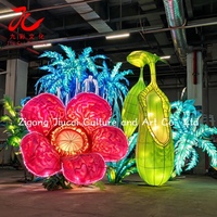 Lentera Sutra Tanaman Langka Hutan Hujan Raksasa Tradisional Zigong Tahan Air LED untuk Proyek Pencahayaan Festival