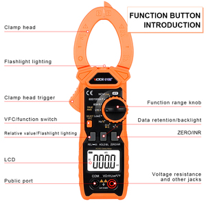 Factory Supply New Product VICTOR 610B+ / 610C+ Hand Held Digital <strong>Clamp</strong> <strong>Meters</strong> <strong>3999</strong> <strong>Counts</strong> Lcd Multimeters