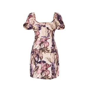 Женское платье с цветочным принтом, повседневное мини-платье с вырезом на груди, Новинка лета 2022