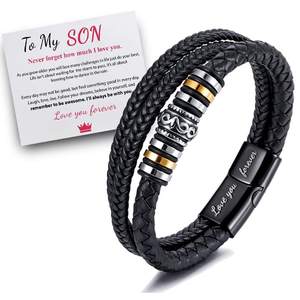 Wholesale High Quality Vintage Woven Multi Layer Magnetic Handmade Forever Love Stainless Bracelet Son for Father <b>Men</b> - Product Image 5