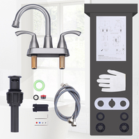 Robinet de salle de bain à bec pivotant à arc élevé Robinet d'évier à 2 poignées avec vidange pop-up et lignes d'alimentation Robinet d'eau de bassin en nickel