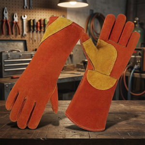 Guantes de Soldadura de Cuero Vacuno Resistentes al Calor y al Fuego, Certificados ANSI CE EN388, Duraderos, Suaves y Cómodos, Libres de Látex - Product Image 1