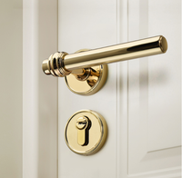 ZAMAK Titane or Universel Bouton De Porte Chambre Split Porte Serrure Poignée Or Brillant Quincaillerie Poignées pour Portes Intérieures