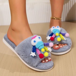 Nouvelle mode mignon drôle laine pantoufles pour filles semelle épaisse ménage paresseux hommes femmes chaussures bout ouvert pantoufles - Product Image 6