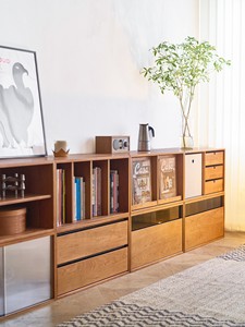 Mueble Modular Combinado Estilo Wabi-Sabi, Librería, Mueble para TV, Estante de Almacenamiento Integrado para Sala de Estar - Product Image 1