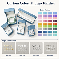 Boîte à bijoux élégante avec éclairage LED, insert en velours, pour bague, boucles d'oreilles, collier, bracelet, logo personnalisé, OEM, vente en gros