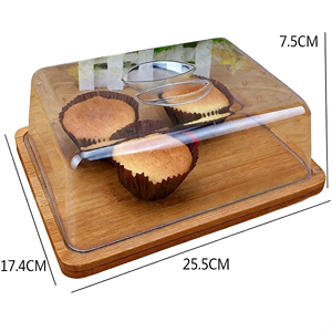 Planche à découper rectangulaire en bambou personnalisée en usine, support à gâteau pour le stockage du fromage et des gâteaux - Product Image 2