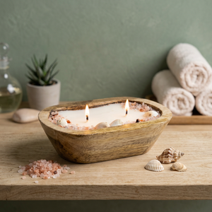 Handmade Rustic Mango Wood <b>Dough</b> <b>Bowl</b> Candle Holder Wooden Candle <b>Bowl</b> Home Decor Wedding Party At Affordable Price - Product Image 6