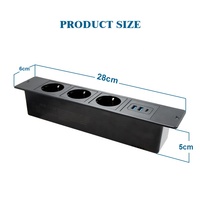 Multiprise de bureau 3EU avec double port USB 3.0A PD 20W 1 Type-C 3 prises Panneau rectangulaire pour table de bureau Câble d'alimentation 20W