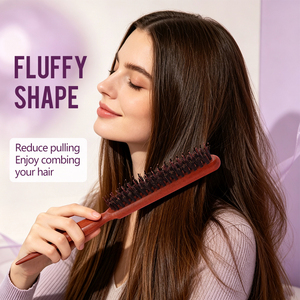 Peigne démêlant à manche <span class=keywords><strong>en</strong></span> <span class=keywords><strong>bois</strong></span> avec poils de sanglier pour coiffure <span class=keywords><strong>en</strong></span> salon et brosse de nettoyage pour barbe pour hommes - Product Image 4