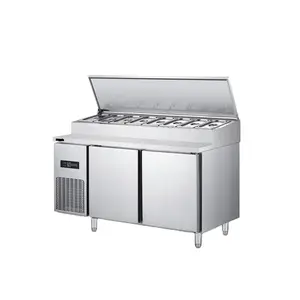 480L Pizza Prep Table Top Refrigerator Counter Freezer Industrial Cooler Fridge Bar Refrigeration Equipment For Commercial